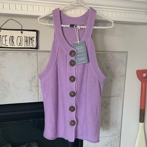 NWTLovely Lilac Shannon Passero Sleeveless Wood Button-Up Knit Top xtra button